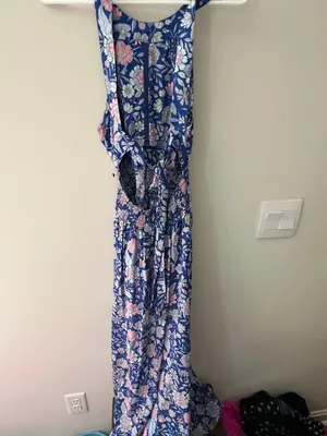 Abel the Label Bluebell Floral Halter Tie Back Full Skirt Maxi Dress XSmall thumbnail 13
