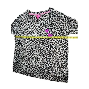 Betsey Johnson Leopard Print Heart Patch Long Sleeve Top Medium Pink Animal thumbnail 4