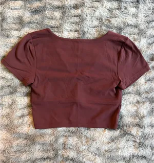 Offline by Aerie Real Me Crop Top - Burgundy M thumbnail 2