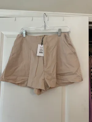 Showpo Elyssa Pleated Shorts - Beige thumbnail 4