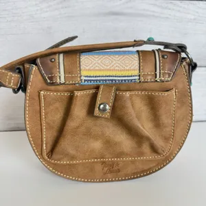 Tony Lama Woven Accent Colorful SaddleBag Leather Southwestern Crossbody‎ Purse thumbnail 5