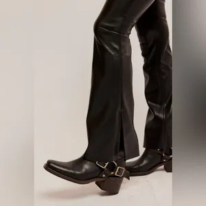 We the free LEVEL UP VEGAN‎ SLIT PANTS IN BLACK BY FREE PEOPLE size 25 thumbnail 4