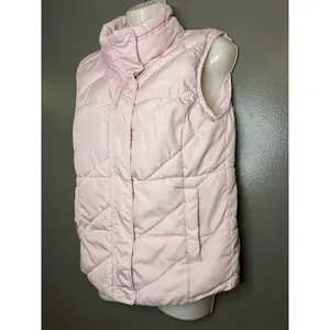 Oodji Super Active Puffer Vest Womens Small Pink Quilted Zip Snap High Collar thumbnail 3