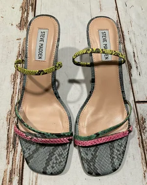 Nwot Steve Madden Loft‎ Slide Sandals Multi Snake Print thumbnail 1