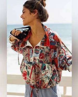 NWT Daily Practice by Anthropologie Floral Windbreaker Jacket thumbnail 1