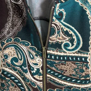 Chico's 3 US 16 XL Jacket Paisley Print Full Zip Stretch Long Sleeve lightweight thumbnail 3
