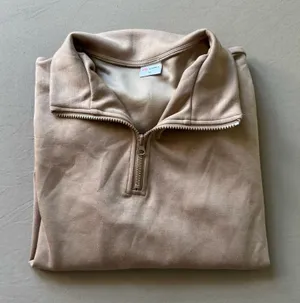 Athletic Quarter Zip Sweatshirt Tan Size M thumbnail 1