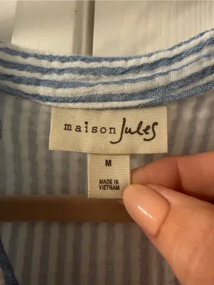 Maison Jules Blue and White Striped Tiered Casual Dress thumbnail 2