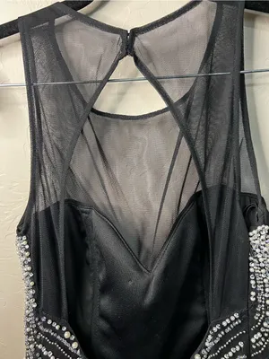 Blondie Nites Stacy Sklar 56671 Black Pearl Embellished Open Back Mini Dress thumbnail 8