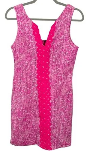 Lilly Pulitzer Target Collab Pink‎ White Paisley Lace Trim V Neck Dress Size 6 thumbnail 1