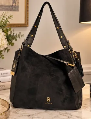 House of Harlow 1960 Black Suede Studded Tote Bag Card Holder NWT thumbnail 1