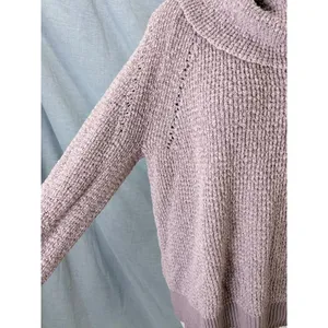 Free People By Your Side Mauve Chunky Cowl Neck Oversized Sweater Small thumbnail 3