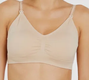 Motherhood Maternity Beige Seamless Nursing Bra with Clip-Down Straps thumbnail 1