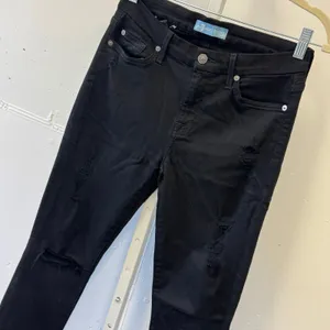7 For All Mankind b(air) The Ankle Skinny‎ Jeans Black Distressed Ripped Size 28 thumbnail 4