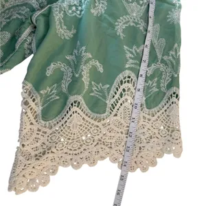 Democracy Green Embroidered Crochet Lace Boho Tunic Top Blouse Size 2X Festival thumbnail 10