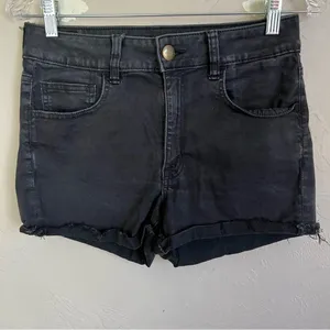 AEO Faded Black Super Super‎ Stretch Hi Rise Shortie Denim Jeans thumbnail 2