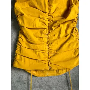 Anthropologie The Soleil Slim Strapless Ruched Dress Mango Yellow Size SP New thumbnail 4