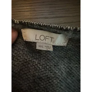LOFT Poncho Cape Knit Sweater Ivory/Black Windowpane Check Acrylic Size M/L thumbnail 5