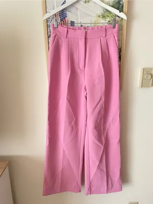 Abercrombie & Fitch Pink Sloane Tailored Premium Crepe Wide Leg Pants 6/28 thumbnail 3