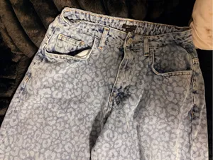 Nasty Gal Light Blue Leopard Wide-Leg Jeans thumbnail 3