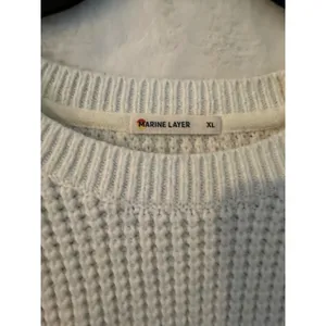 Marine Layer Waffle Knit Sweater Womens‎ XL White Striped Raglan Pullover Cotton thumbnail 2