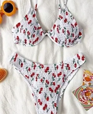 NWOT Cherry bikini White Size L thumbnail 1