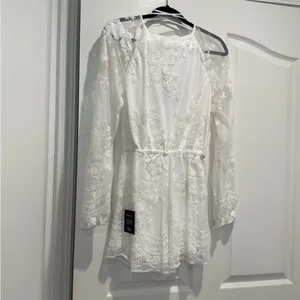 NWT‎ Lulus white lace sequin romper XS thumbnail 7