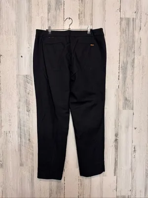 Anne Klein Black Trousers Womens 12 Gold Lion Button Mid Rise Straight Leg Pants thumbnail 3