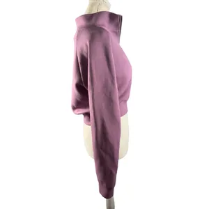 Mauve Cropped Zip Up Jacket Womens M Funnel Neck Sweatshirt Athleisure thumbnail 9
