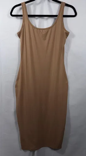 Women’s Nude Seamless Bodycon Midi Slip Dress Size M thumbnail 1