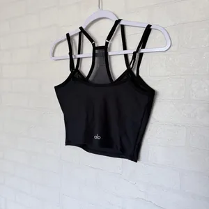 ALO Yoga Black Double-Strap Cropped Tank thumbnail 6