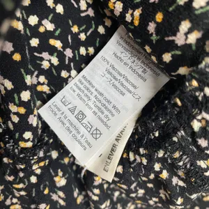 Madewell Top Womens Small Black Floral Print Tiered Ruffle Sleeve Cottage Button thumbnail 3