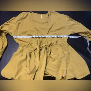 Free People Mustard One Tie Wrap Kimono size Small thumbnail 8