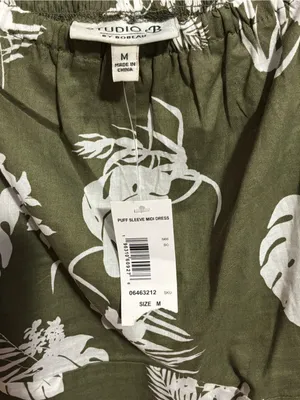 #63 NWT Studio B By Bobeau Olive Green Floral Tropical Print Midi Dress Size M thumbnail 5