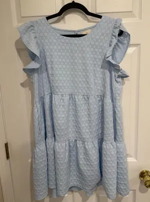 Simply Southern Pale Blue Ruffle‎ Sleeve Tiered Dress thumbnail 1