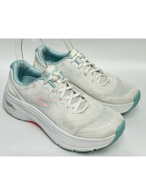 Skechers GOrun Max Cushion Slip-ins Shoes Womens Size 7.5 White Aqua 128923 EXC thumbnail 2