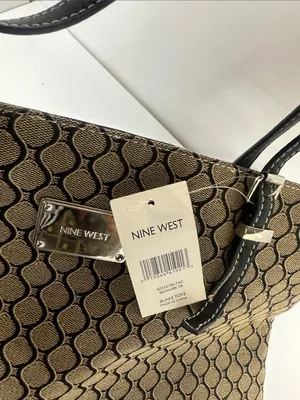 Nine West Tan and Black Geometric Tote thumbnail 7