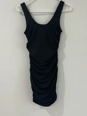 Oh Polly Black Ruched Bodycon Midi Dress Y2K Going Out thumbnail 4