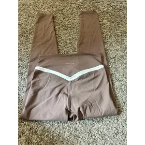 Revyve Womens Colorblock V-Sculpt Leggings Taupe Mauve Crossover Waist Small 26" thumbnail 7