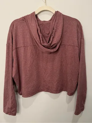 Girlfriend Collective Heathered Cropped Lightweight‎ Hoodie Size Medium thumbnail 3
