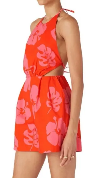 Staud Georgia Halter Neck Floral Print Romper thumbnail 1