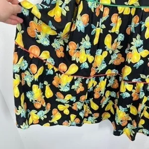 Adelyn Rae Black Fruit Floral Print Tiered Midi Dress Tie Shoulder Smocked NWT‎ thumbnail 5