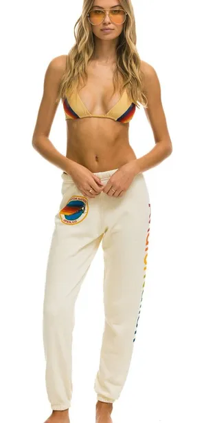 Aviator Nation Cream Joggers with Rainbow Side Logo thumbnail 1