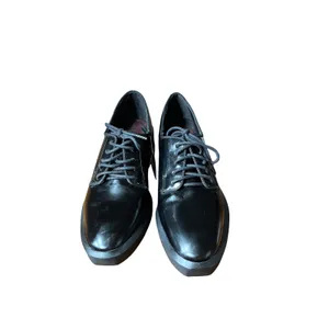 Zara Black faux Leather Chunky Heel Lace Up Oxford‎ Shoes Women's Size 41/10 thumbnail 2