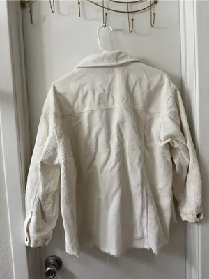 Zara White Corduroy Shacket Jacket thumbnail 4