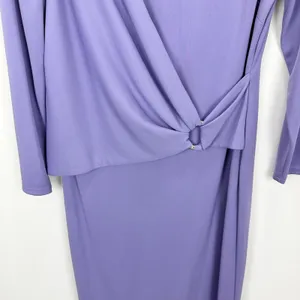 Lauren Ralph Lauren Jersey 3/4 Sleeve Dress Draped Knee Length Purple US 6 NWT thumbnail 7