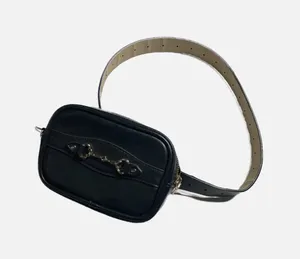 Steve Madden Belt Bag Womens OS Black Horsebit Faux Leather Waist‎ Pack Chic thumbnail 1