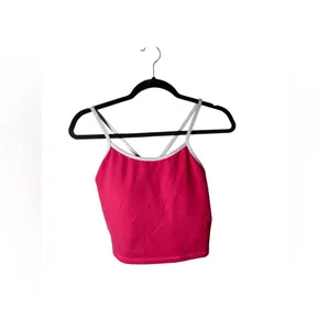 Senita Athletics Ava Crop Top S Dragonfruit Pink White Criss Cross Sports‎ Bra thumbnail 4