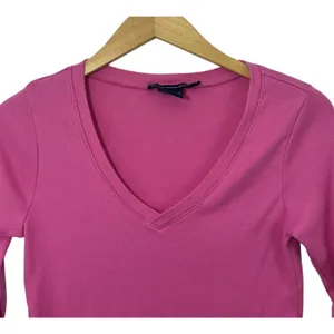 Ralph Lauren Sport V-Neck Top Pink Pony Medium Long Sleeve Old Money Women’s thumbnail 3