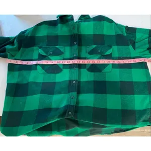 Aerie Green Plaid Flannel Shirt Button Down Cozy Oversized Top Size M thumbnail 8